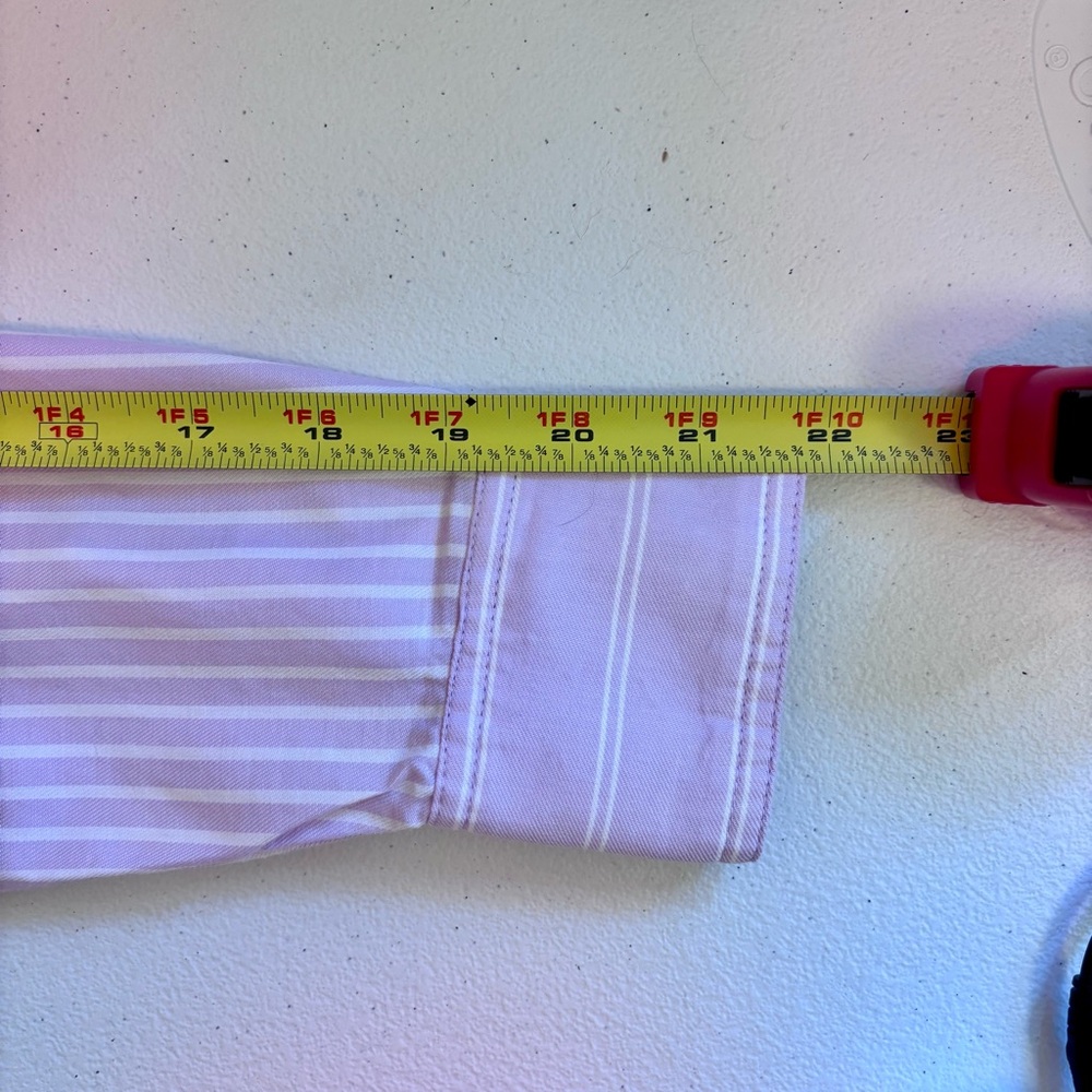 Loft Striped lavender and white Cotton Shirt dress. 3/4 length sleeves. - Picture 7 of 10
